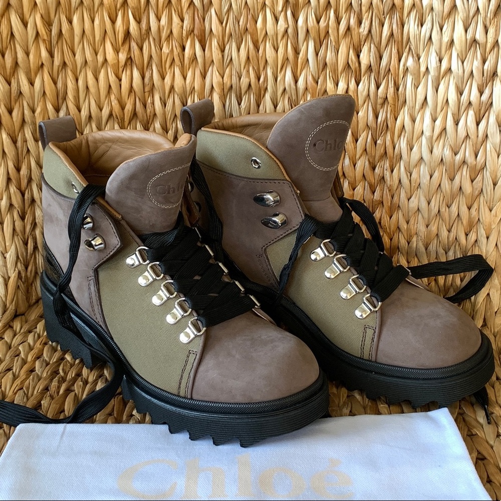 New Chloe Military Green Hiking Boots 40 9.5